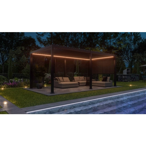 Pergola Tarasowa Aluminiowa MIRADOR Premium 111 Delux - 3 x 6 m Antracyt - sterowana elektrycznie